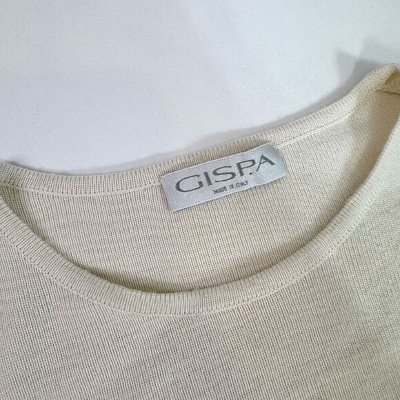 GISPA Dress Womens Medium Cream Knit Wool Crewneck Classic Neutral Minimalist - Picture 7 of 13